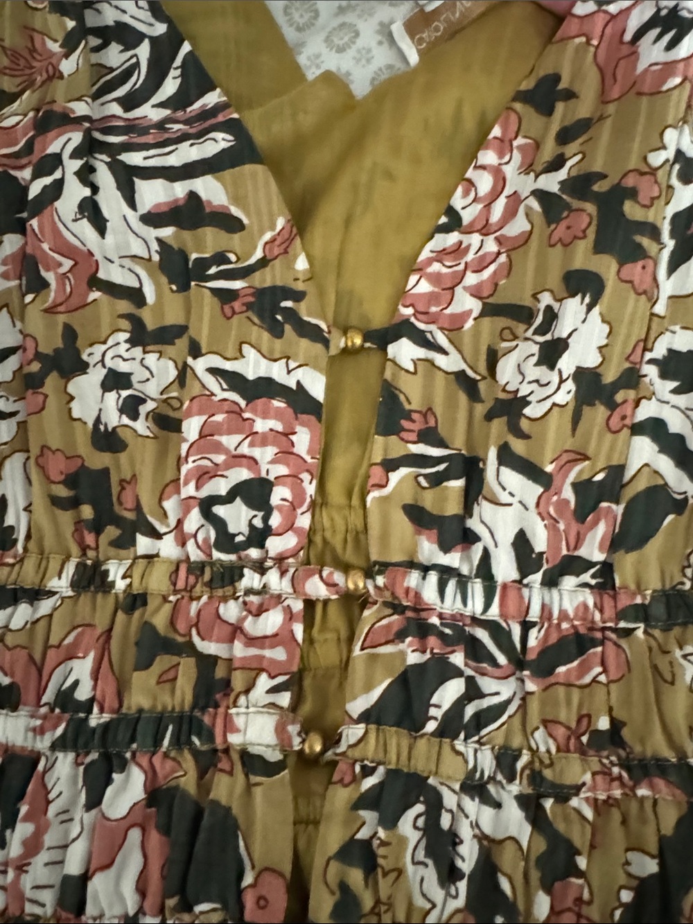 Caroline Constas Mustard Floral V-Neck Maxi Dress - Picture 3 of 3